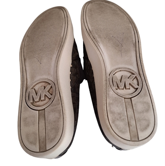 MK Michael KORS Keaton loafer shoes flats slip on laser cut out brown gold 6.5 - Picture 5 of 10